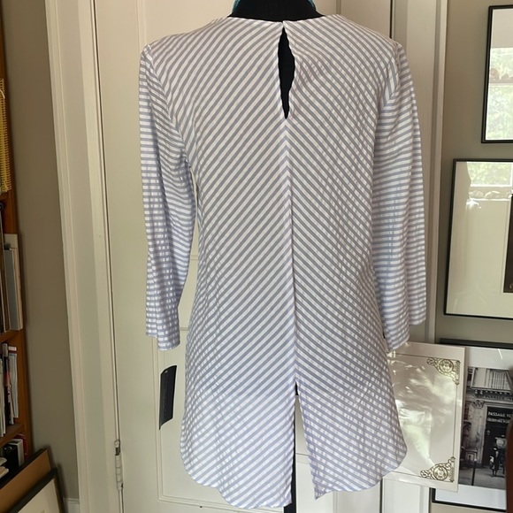 Zara Striped Blue and White Tie Front 3/4 Sleeve Blouse 💯 Cotton Size M - Picture 5 of 13
